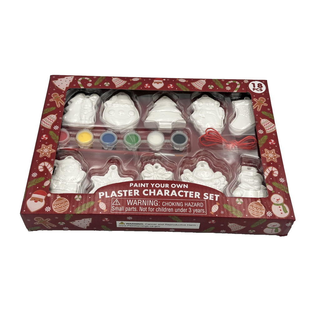 Paint Your Own Christmas Plaster Ornaments Set 18 Piece DIY Holiday Craft Kit